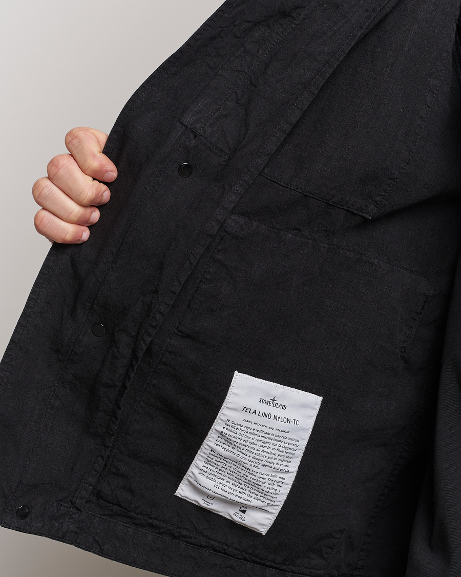 Herr | Jackor | Stone Island | Linen Nylon Hooded Jacket Black