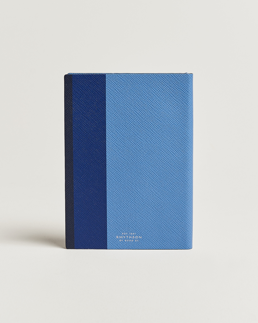 Herr | Anteckningsböcker | Smythson | Soho Notebook Ribbon Stripe Nile Blue