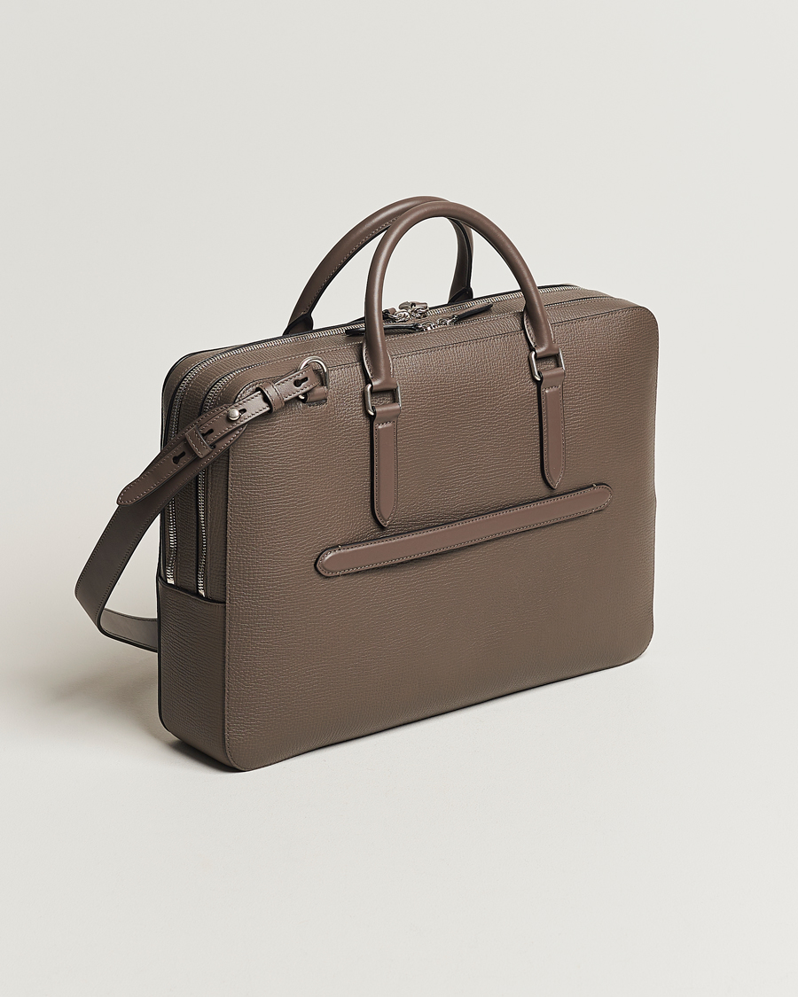 Herr | Väskor | Smythson | Ludlow Large Briefcase with Zip Front Dark Taupe
