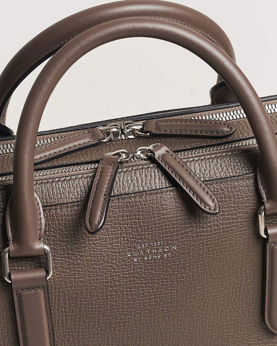 Herr | Väskor | Smythson | Ludlow Large Briefcase with Zip Front Dark Taupe