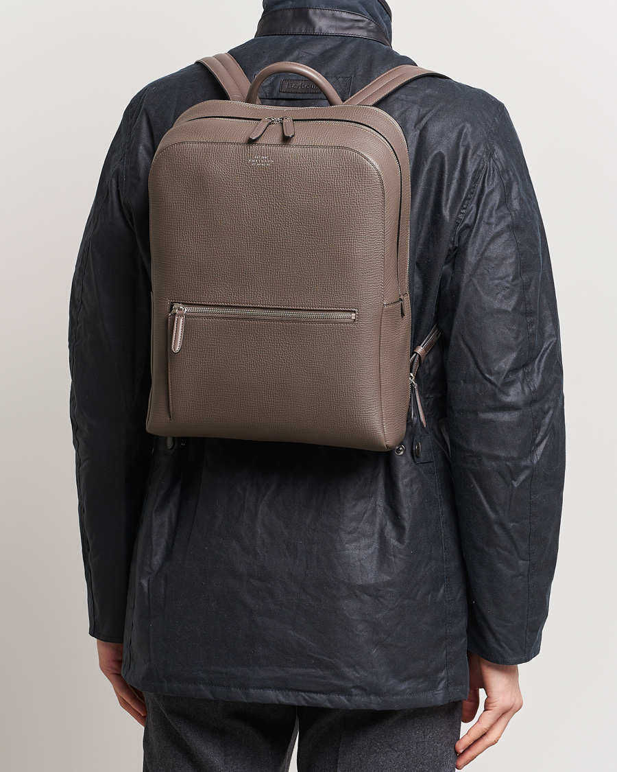 Herr | Väskor | Smythson | Ludlow Zip Around Backpack Dark Taupe