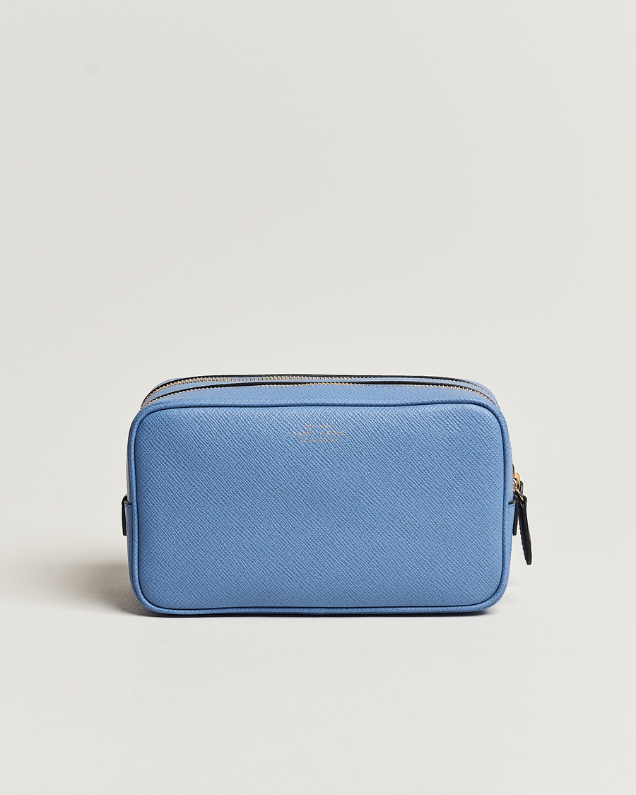 Herr | Smythson Panama Double Zip Washbag Nile Blue | Smythson | Panama Double Zip Washbag Nile Blue