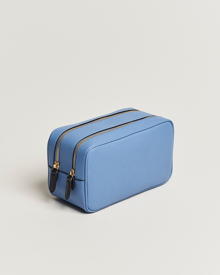 Herr | Smythson Panama Double Zip Washbag Nile Blue | Smythson | Panama Double Zip Washbag Nile Blue