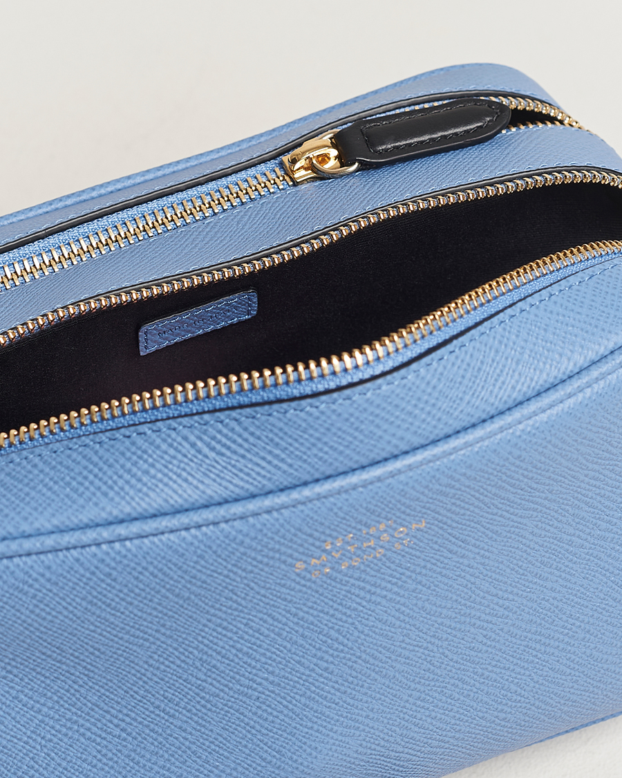 Herr | Smythson Panama Double Zip Washbag Nile Blue | Smythson | Panama Double Zip Washbag Nile Blue