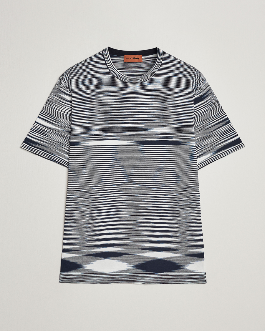 Herr |  | Missoni | Space Dyed Knitted T-Shirt White/Navy