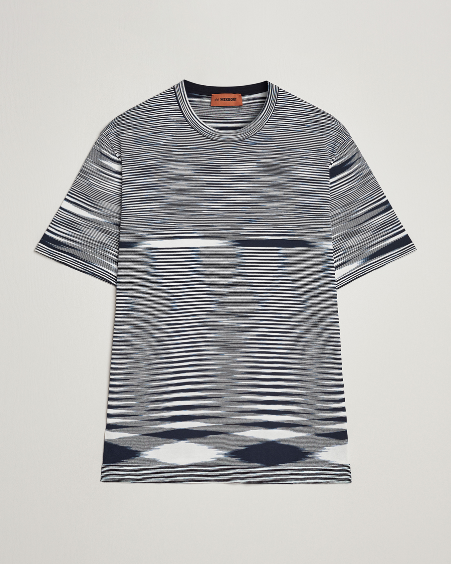 Herr | T-Shirts | Missoni | Space Dyed Knitted T-Shirt White/Navy