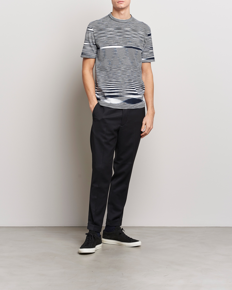 Herr | T-Shirts | Missoni | Space Dyed Knitted T-Shirt White/Navy
