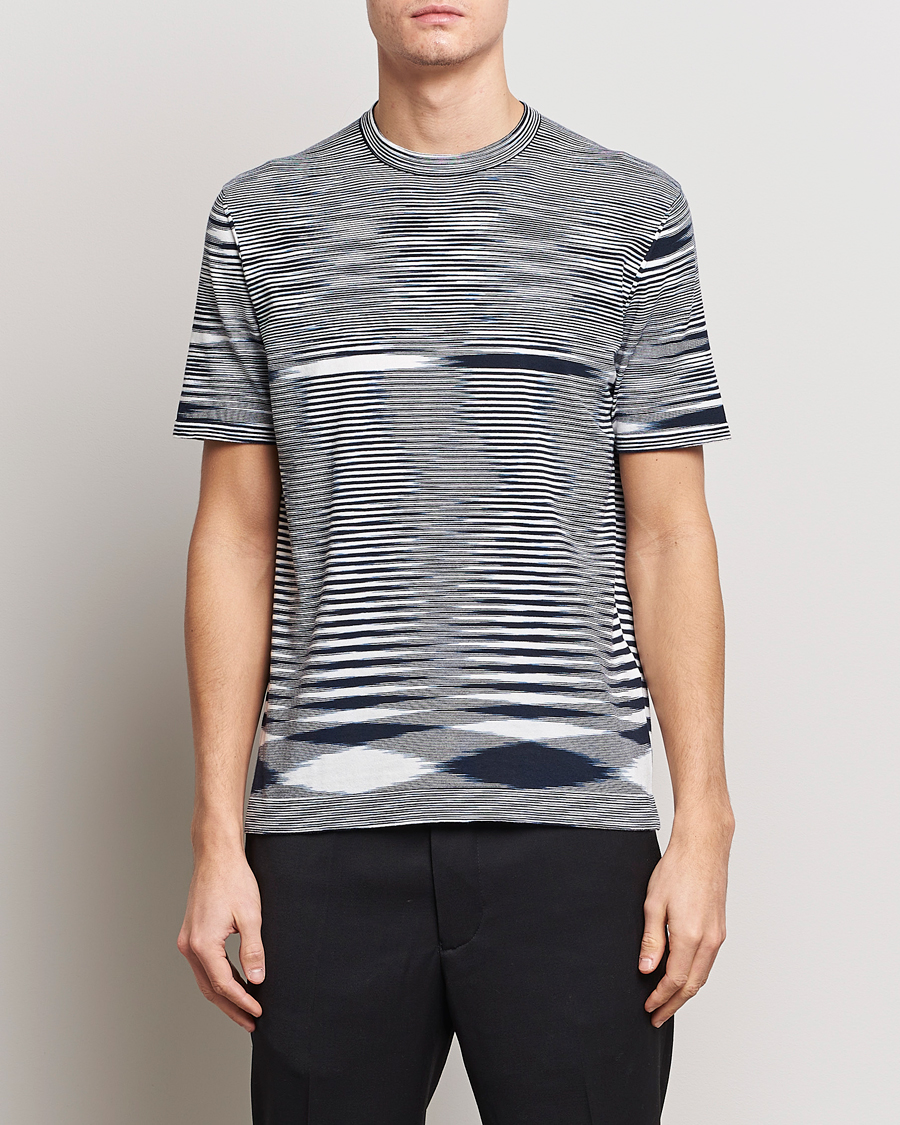 Herr | Italian Department | Missoni | Space Dyed Knitted T-Shirt White/Navy