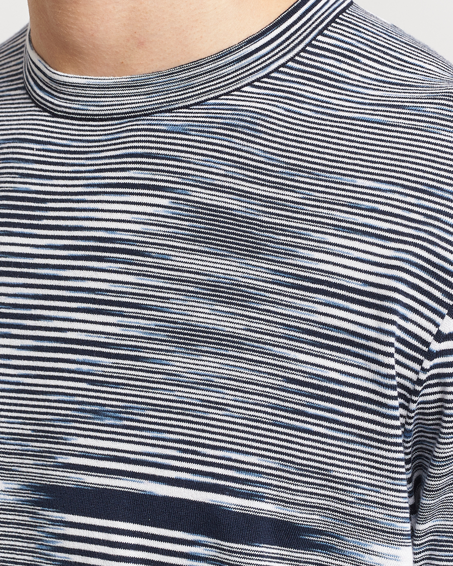 Herr | T-Shirts | Missoni | Space Dyed Knitted T-Shirt White/Navy