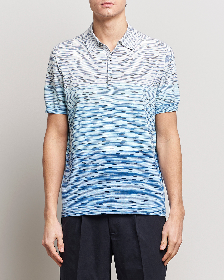 Herr | Missoni | Missoni | Space Dyed Knitted Polo White/Blue