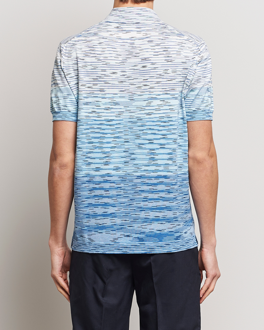 Herr | Pikéer | Missoni | Space Dyed Knitted Polo White/Blue