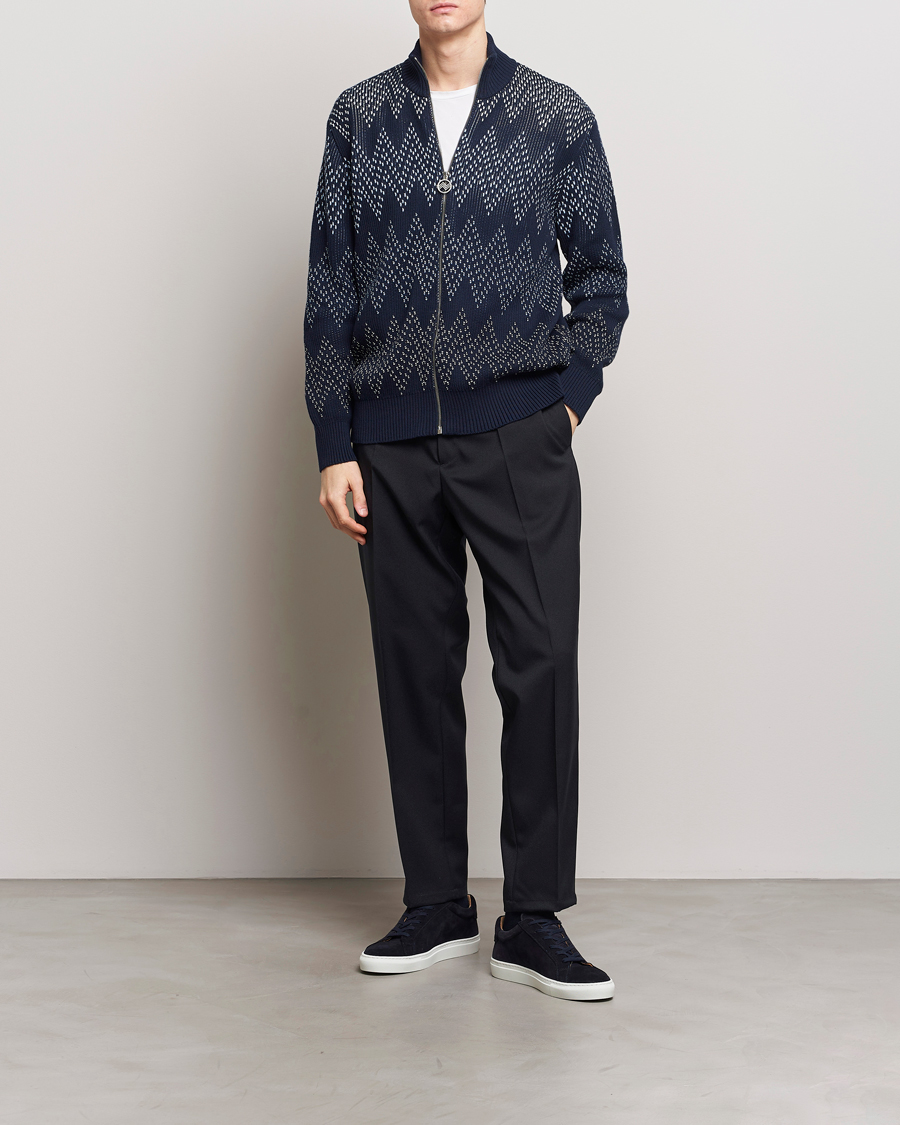 Herr | Tröjor | Missoni | Chevron Full Zip Cardigan Jacket Navy