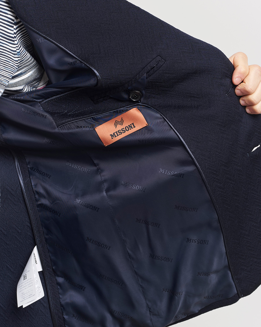 Herr | Kavajer | Missoni | Chevron Wool Blazer Navy