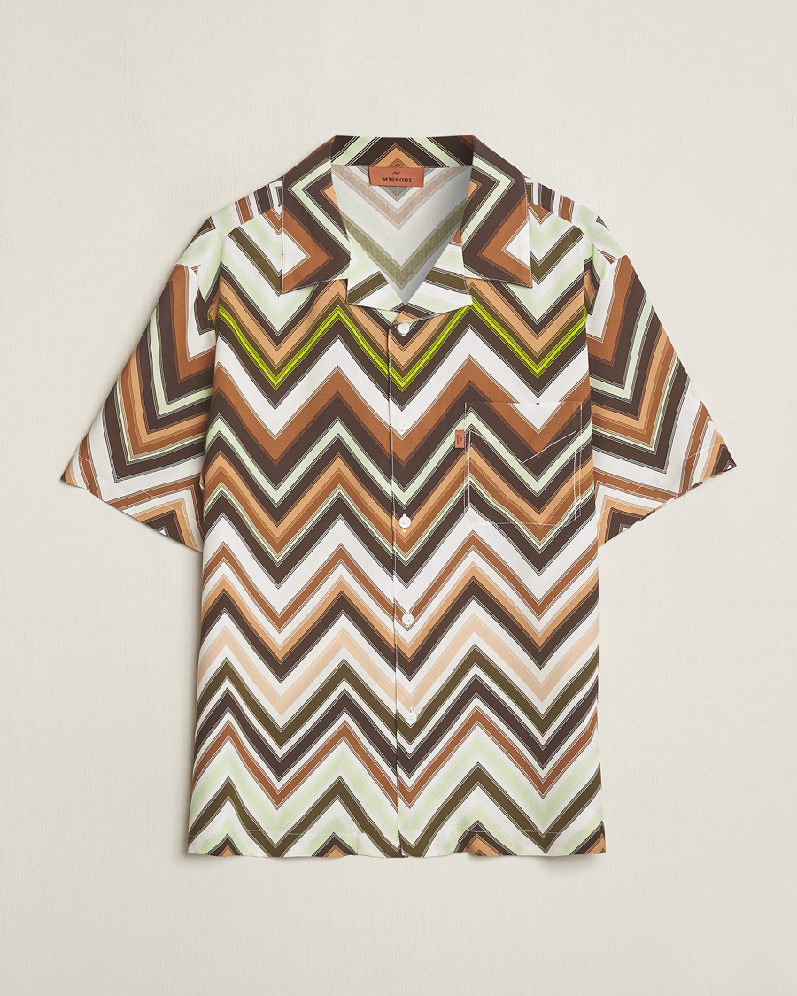 Herr | Skjortor | Missoni | Zig Zag Printed Camp Shirt Brown/Green