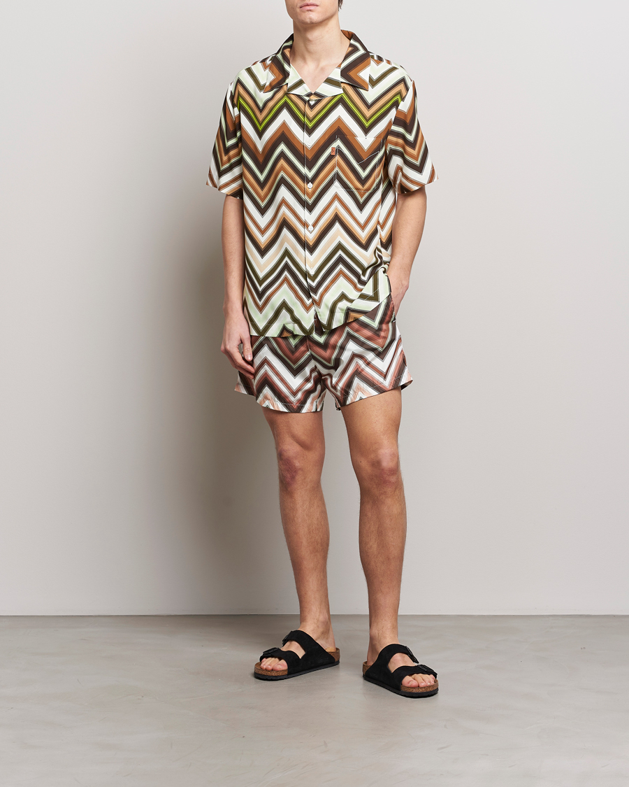 Herr | Skjortor | Missoni | Zig Zag Printed Camp Shirt Brown/Green