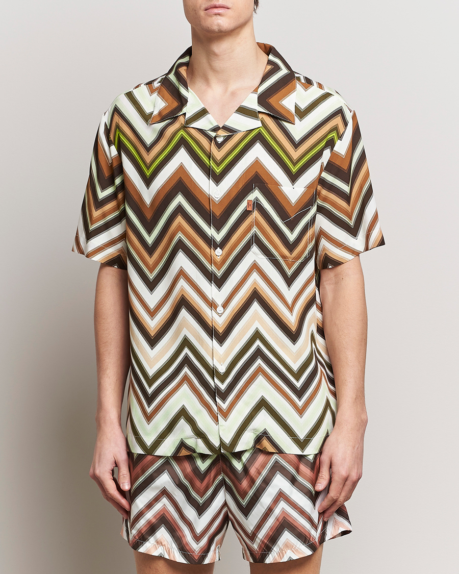 Herr | Italian Department | Missoni | Zig Zag Printed Camp Shirt Brown/Green