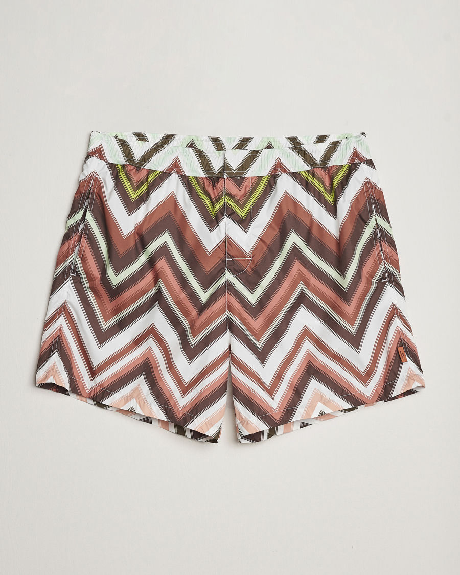 Herr | Badbyxor | Missoni | Zig Zag Printed Swim Shorts Brown/Green