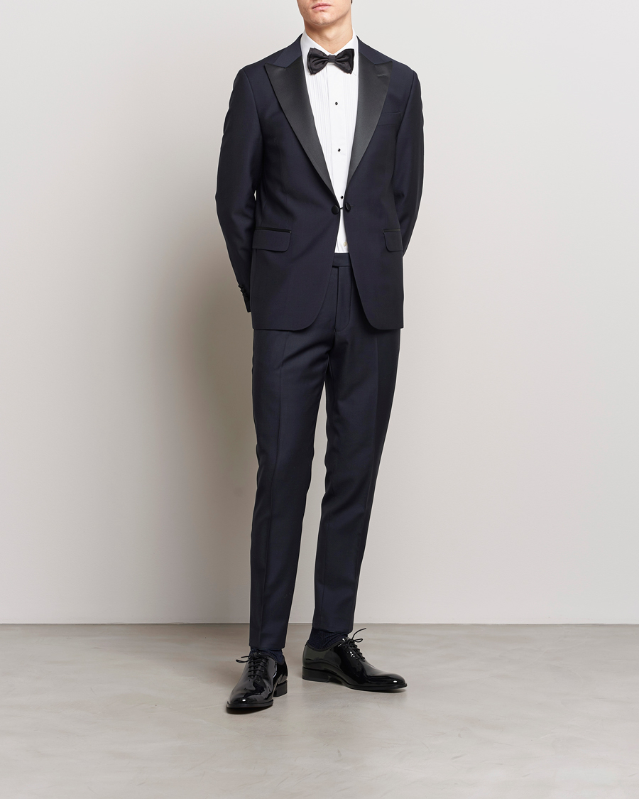 Herr | Kavajer | Oscar Jacobson | Frampton Wool Tuxedo Blazer Navy