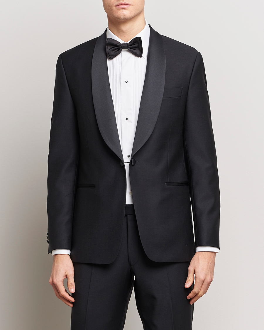 Herr | Business & Beyond | Oscar Jacobson | Figaro Wool Tuxedo Blazer Black