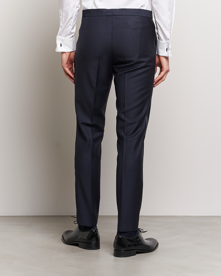 Herr | Byxor | Oscar Jacobson | Denz Wool Tuxedo Trousers Navy