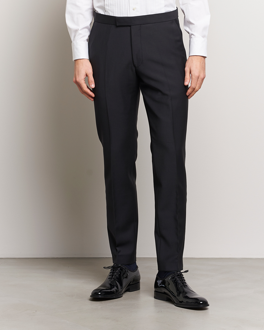 Herr | Fira stilfullt på nyår | Oscar Jacobson | Denz Wool Tuxedo Trousers Black