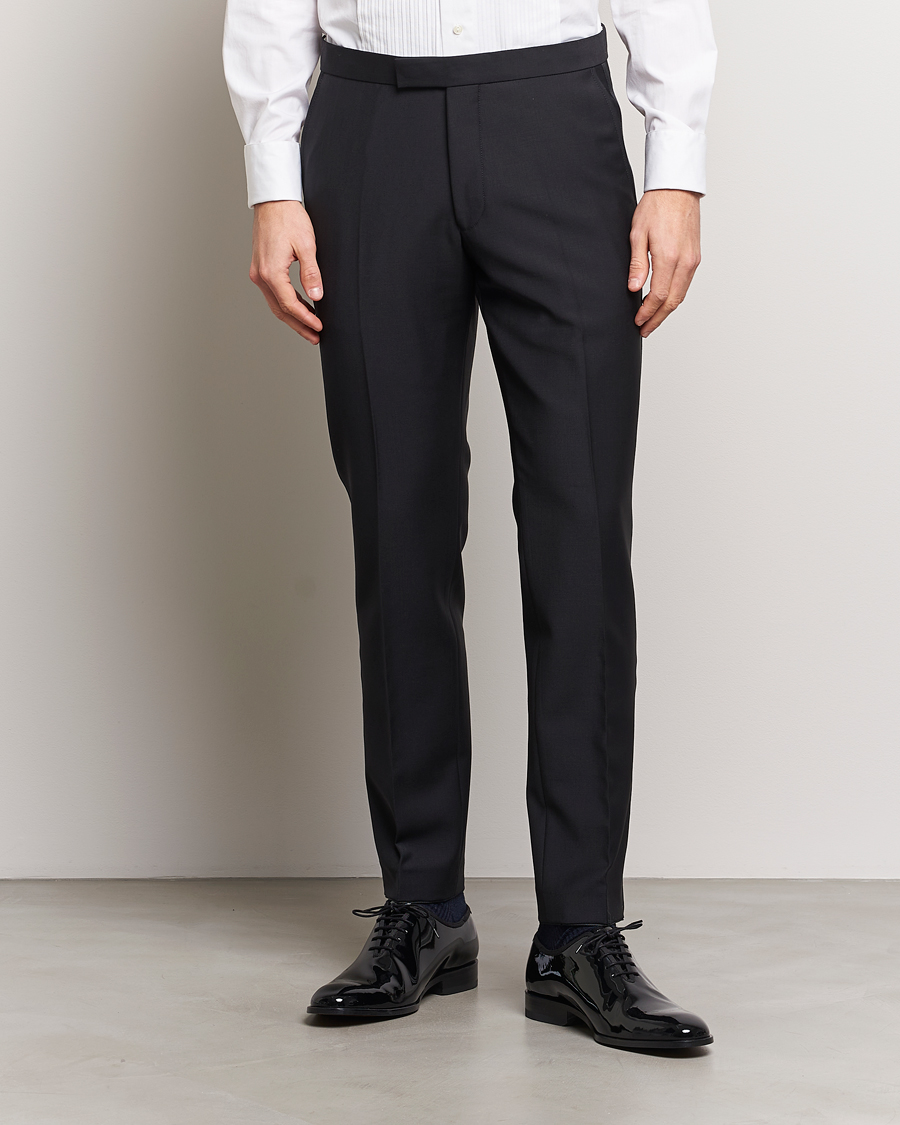 Herr | Byxor | Oscar Jacobson | Denz Wool Tuxedo Trousers Black