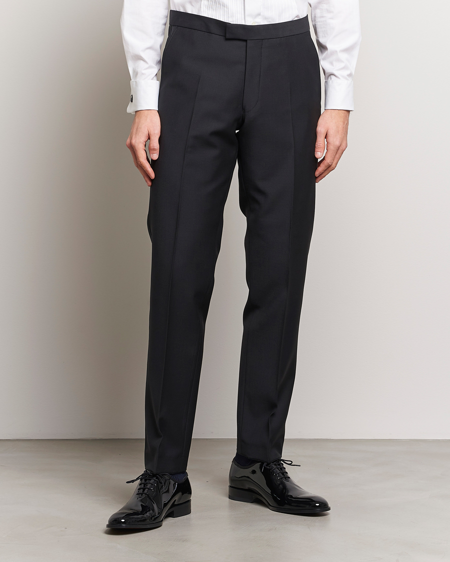 Herr | Fira stilfullt på nyår | Oscar Jacobson | Denz Straight Wool Tuxedo Trousers Black