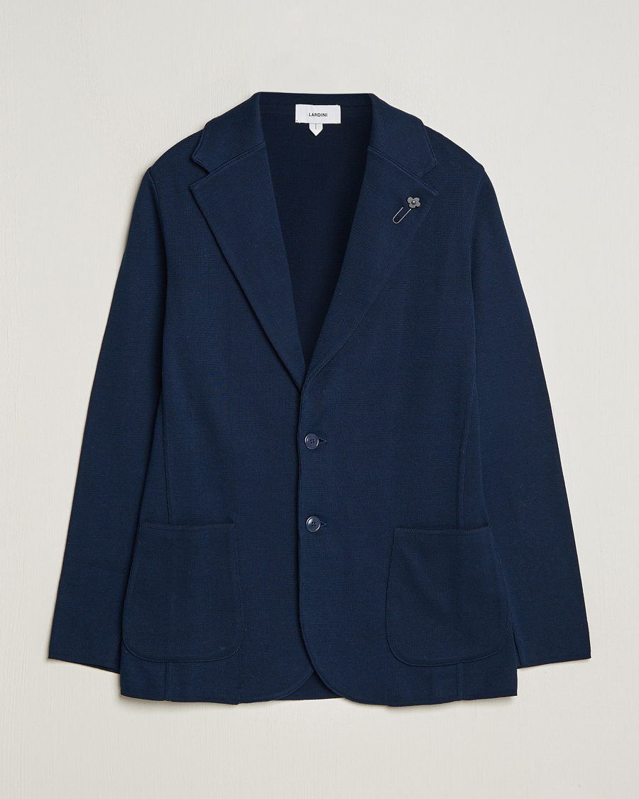 Herr | Kavajer | Lardini | Knitted Cotton Blazer Navy