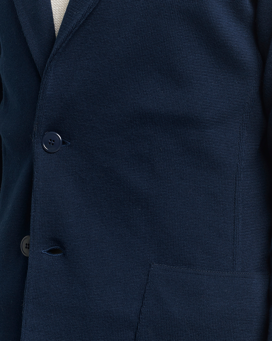 Herr | Kavajer | Lardini | Knitted Cotton Blazer Navy