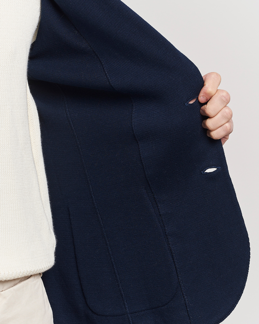 Herr | Kavajer | Lardini | Knitted Cotton Blazer Navy