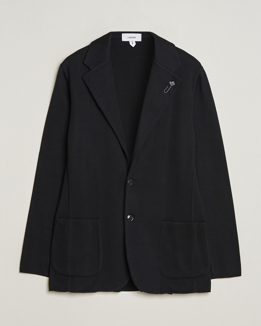 Herr | Kavajer | Lardini | Knitted Cotton Blazer Black