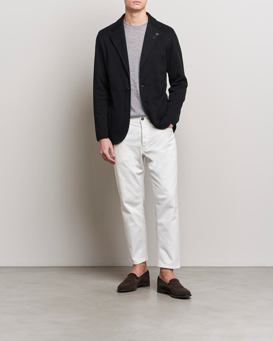 Herr | Kavajer | Lardini | Knitted Cotton Blazer Black