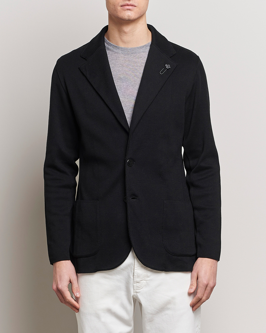 Herr | Stickade kavajer | Lardini | Knitted Cotton Blazer Black