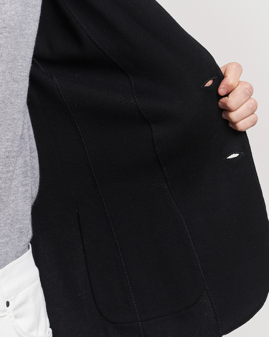 Herr | Kavajer | Lardini | Knitted Cotton Blazer Black