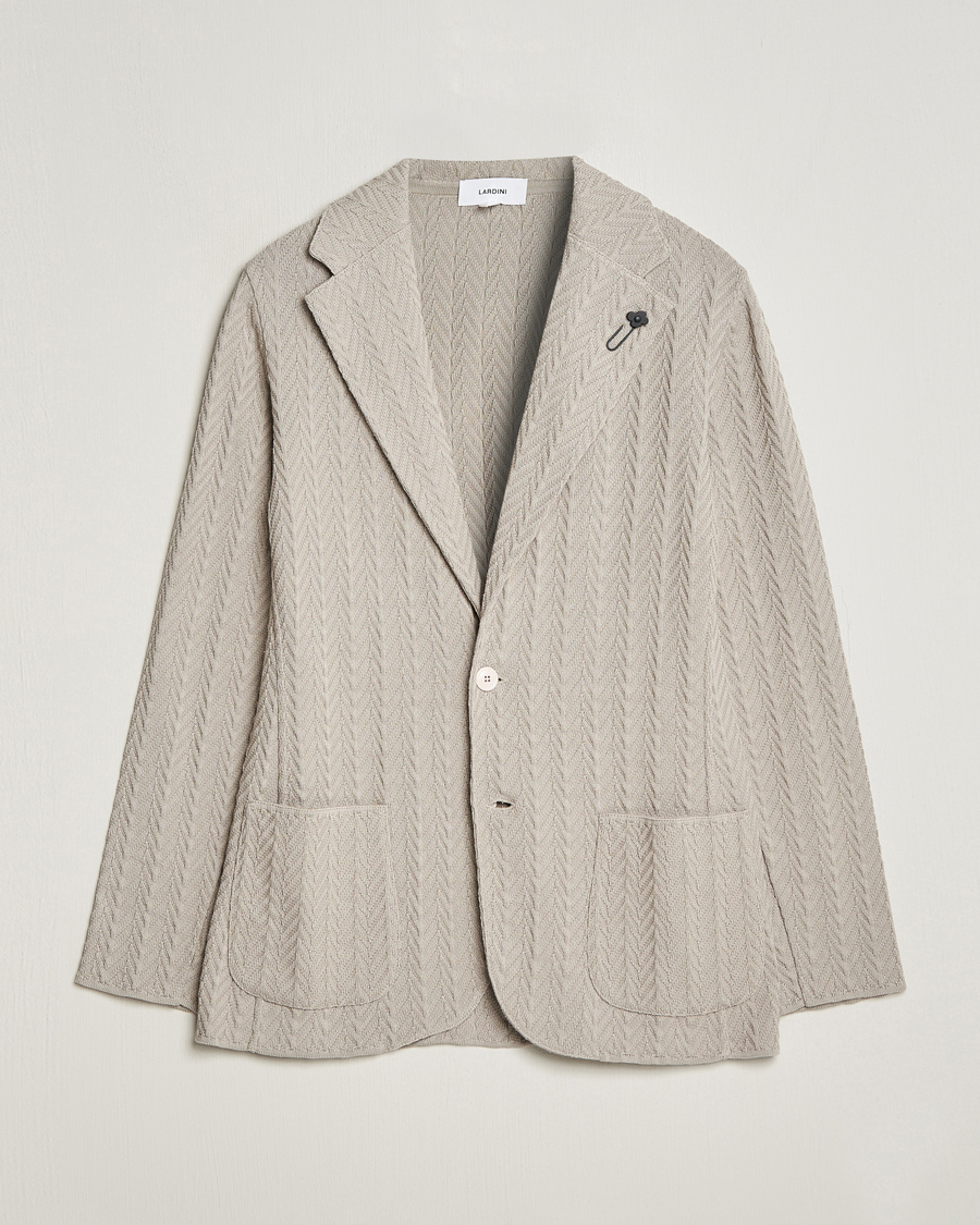 Herr | Kavajer | Lardini | Knitted Structure Cotton Blazer Beige