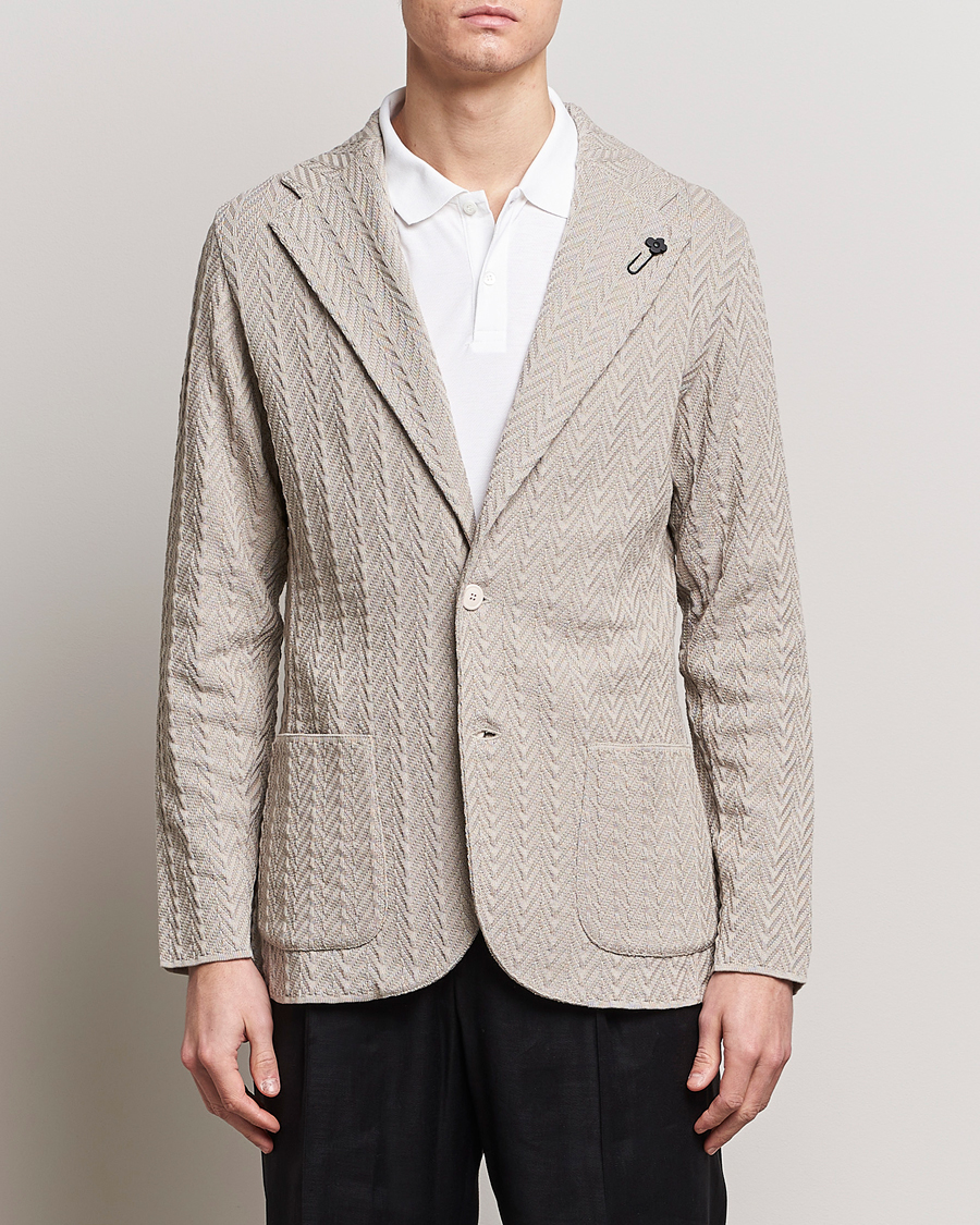 Herr | Italian Department | Lardini | Knitted Structure Cotton Blazer Beige