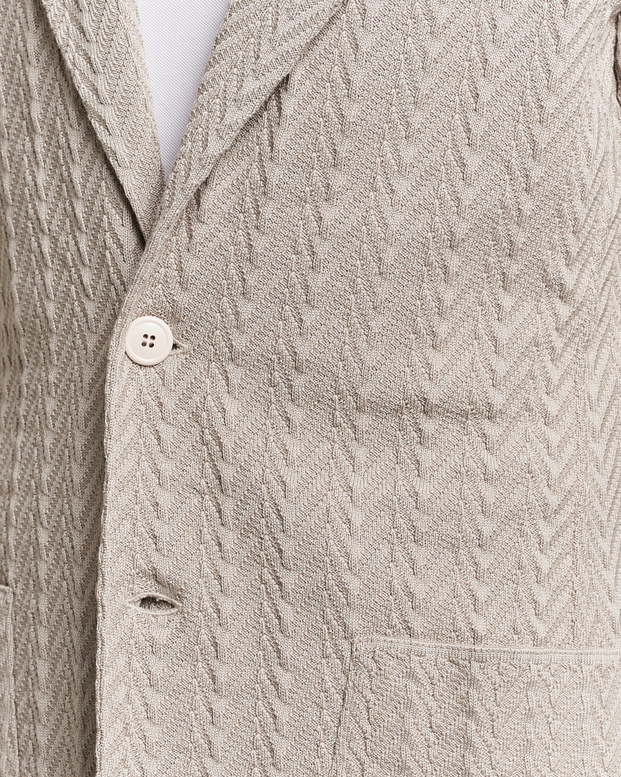 Herr | Kavajer | Lardini | Knitted Structure Cotton Blazer Beige