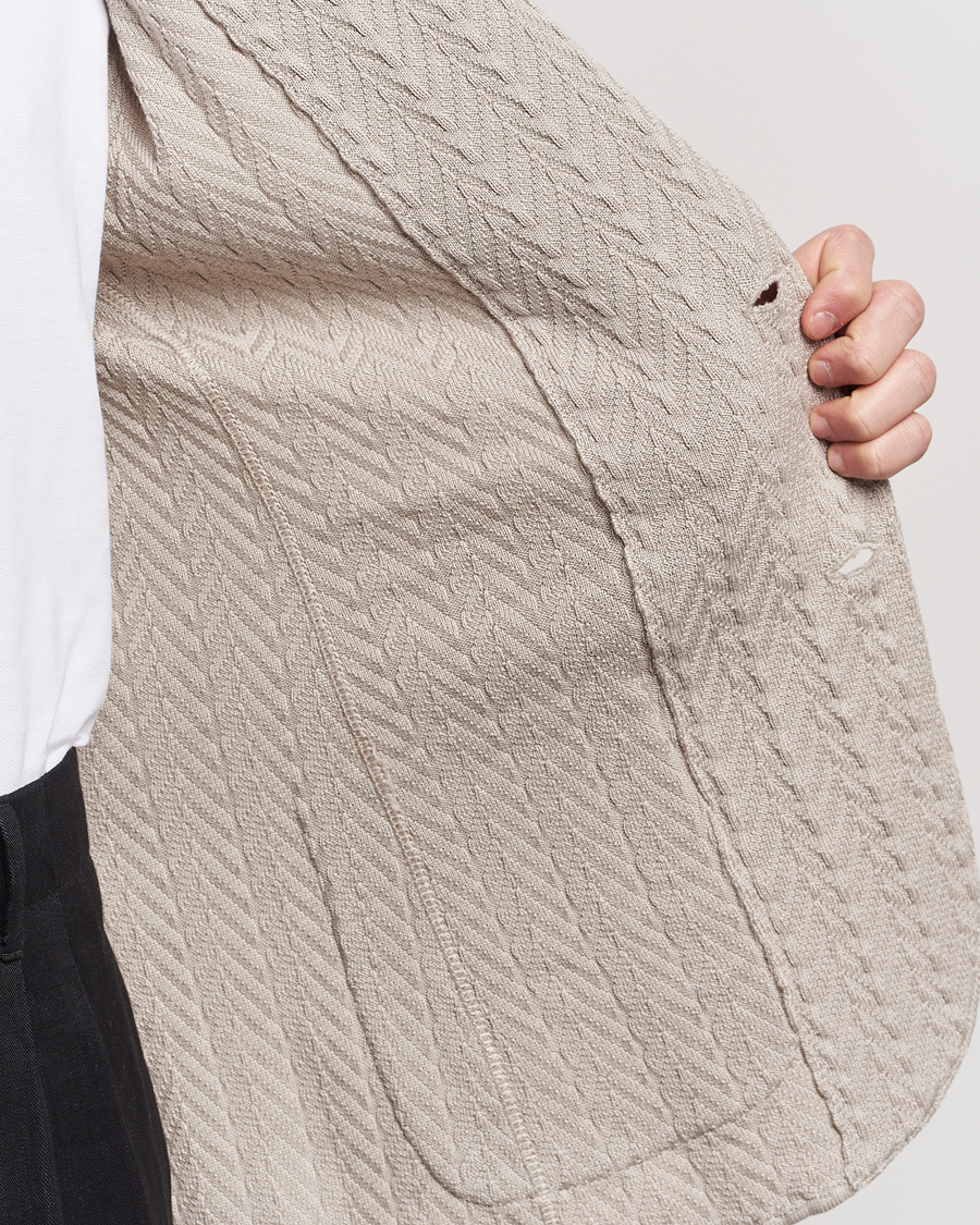 Herr | Kavajer | Lardini | Knitted Structure Cotton Blazer Beige