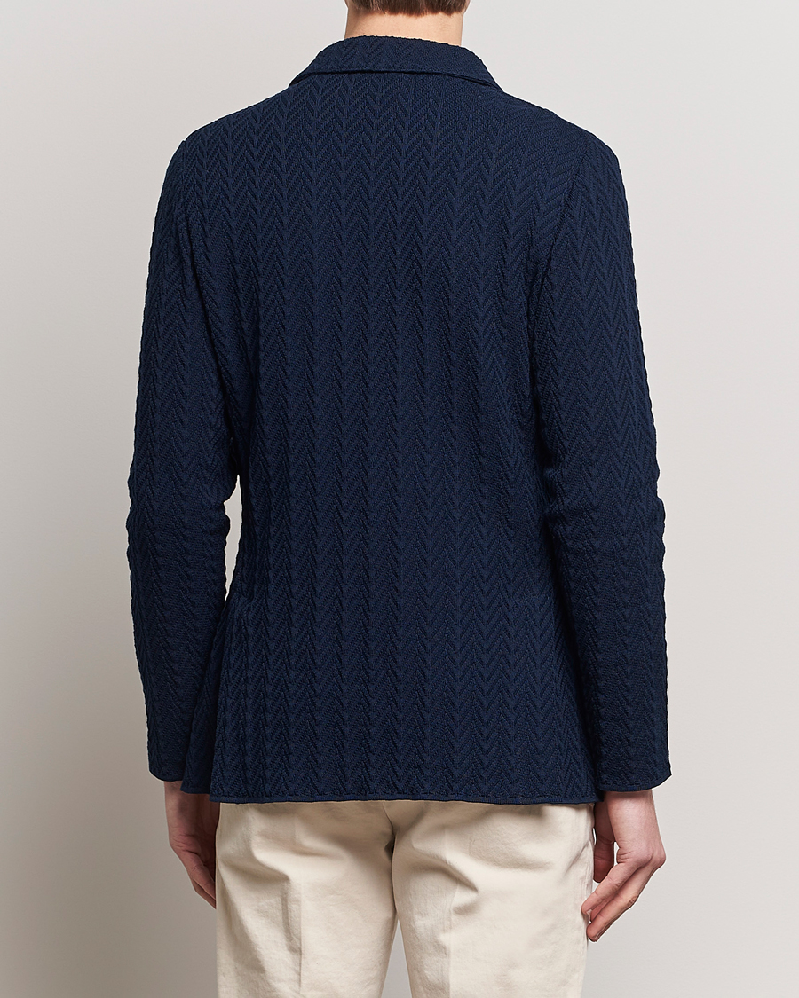 Herr | Kavajer | Lardini | Knitted Structure Cotton Blazer Navy