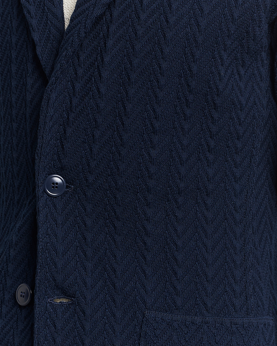 Herr | Kavajer | Lardini | Knitted Structure Cotton Blazer Navy
