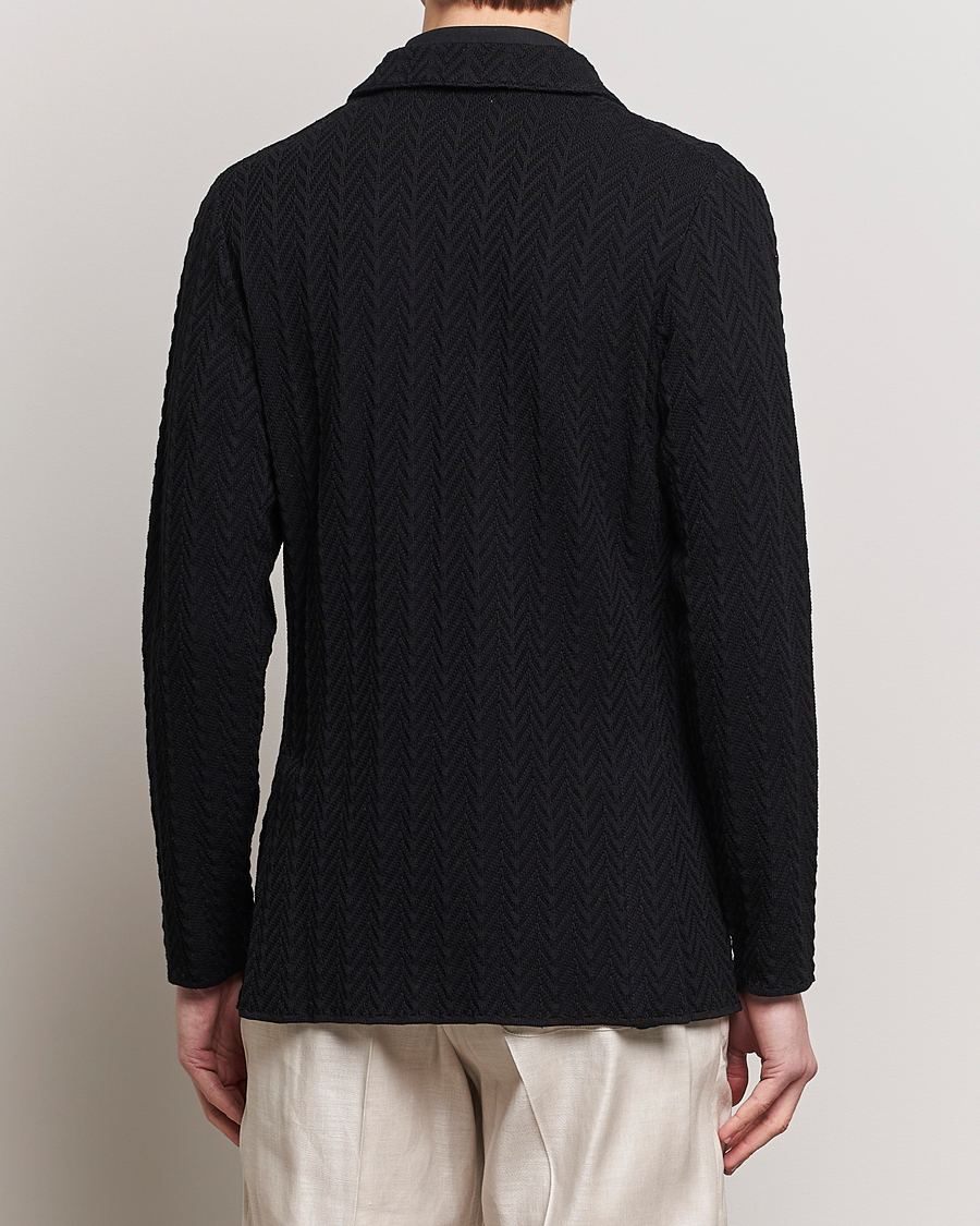 Herr | Kavajer | Lardini | Double Breasted Structured Knitted Blazer Black