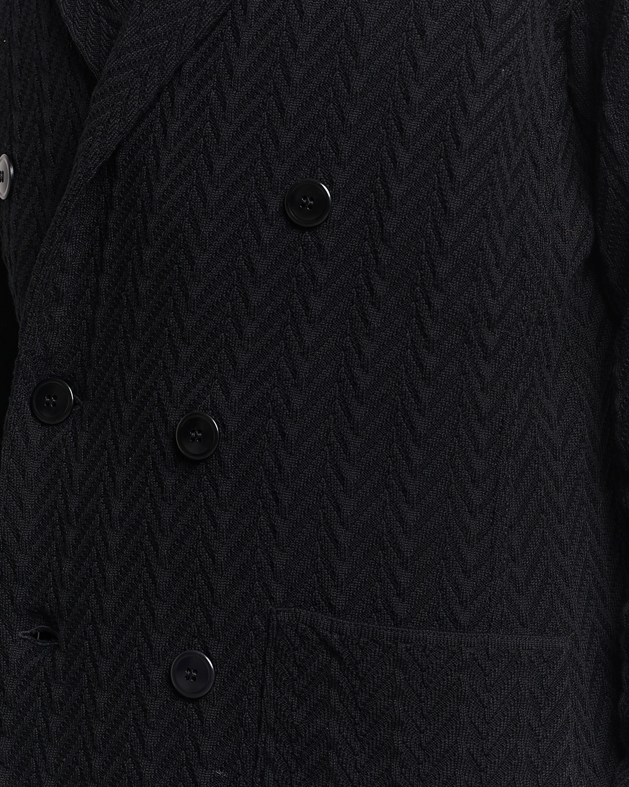 Herr | Kavajer | Lardini | Double Breasted Structured Knitted Blazer Black