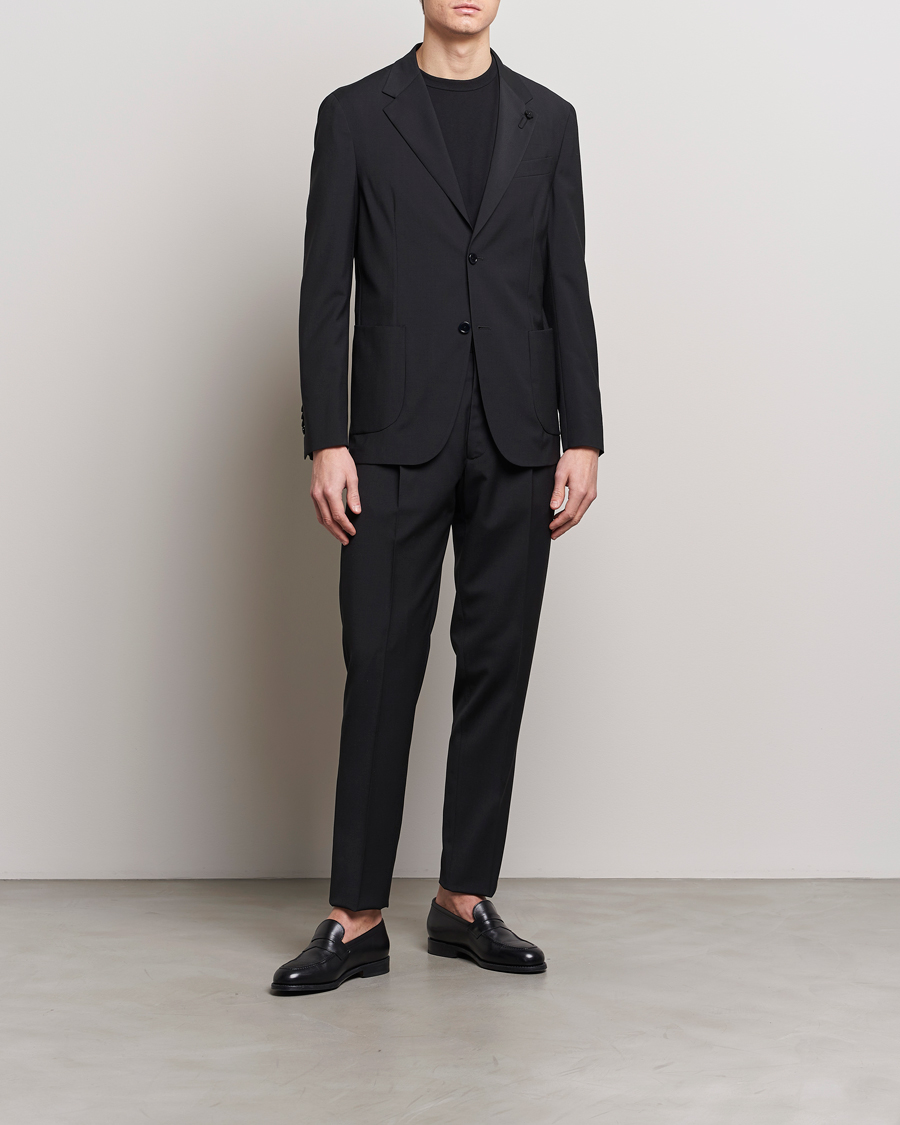 Herr | Italian Department | Lardini | Travellers Soft Wool Suit Black