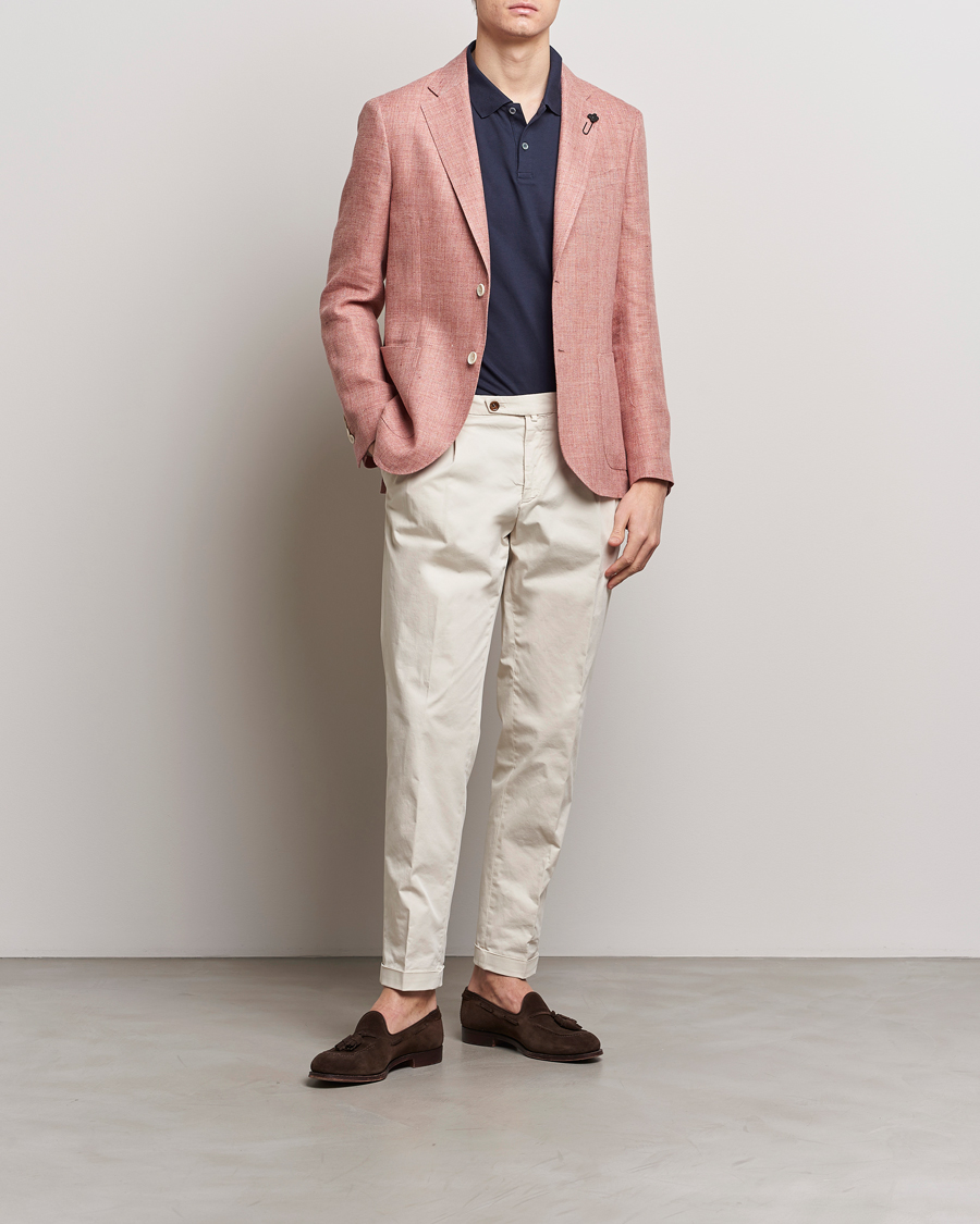 Herr | Kavajer | Lardini | Wool/Linen Patch Pocket Blazer Soft Red