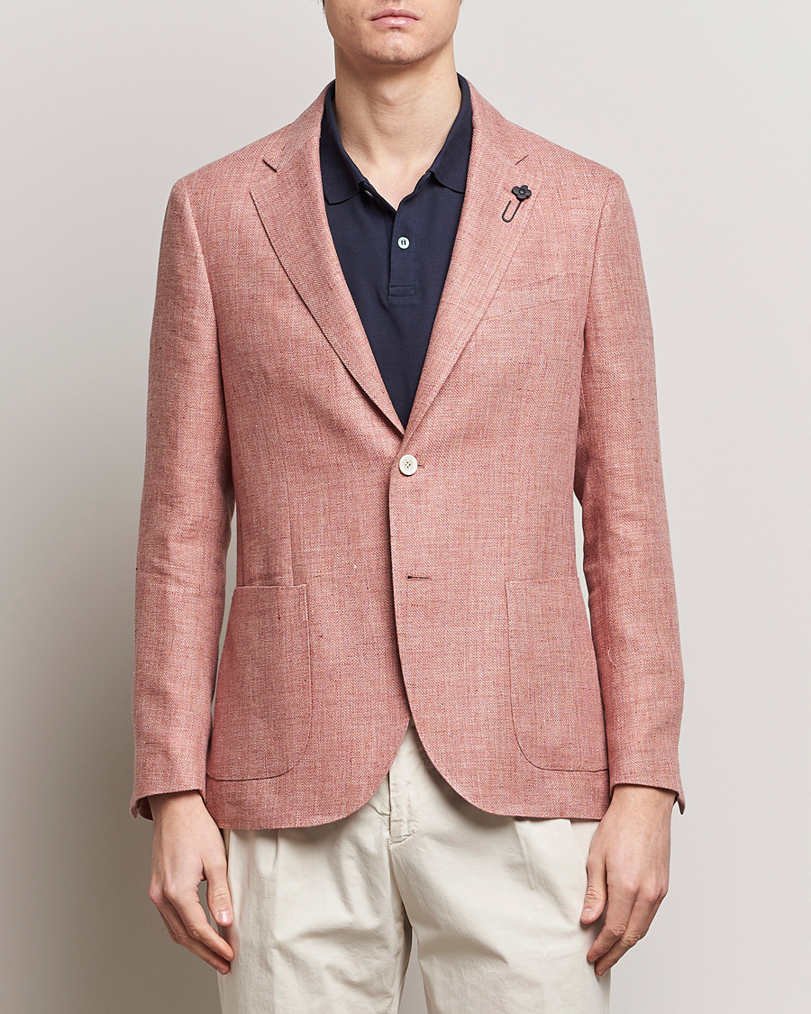 Herr | Linnekavajer | Lardini | Wool/Linen Patch Pocket Blazer Soft Red