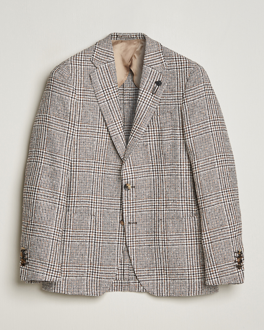 Herr | Kavajer | Lardini | Checked Linen Blazer Brown