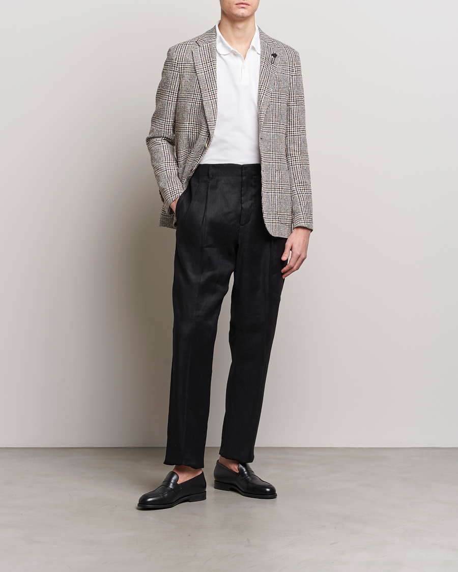 Herr | Kavajer | Lardini | Checked Linen Blazer Brown