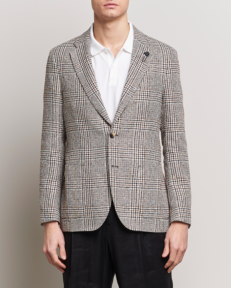 Herr | Italian Department | Lardini | Checked Linen Blazer Brown