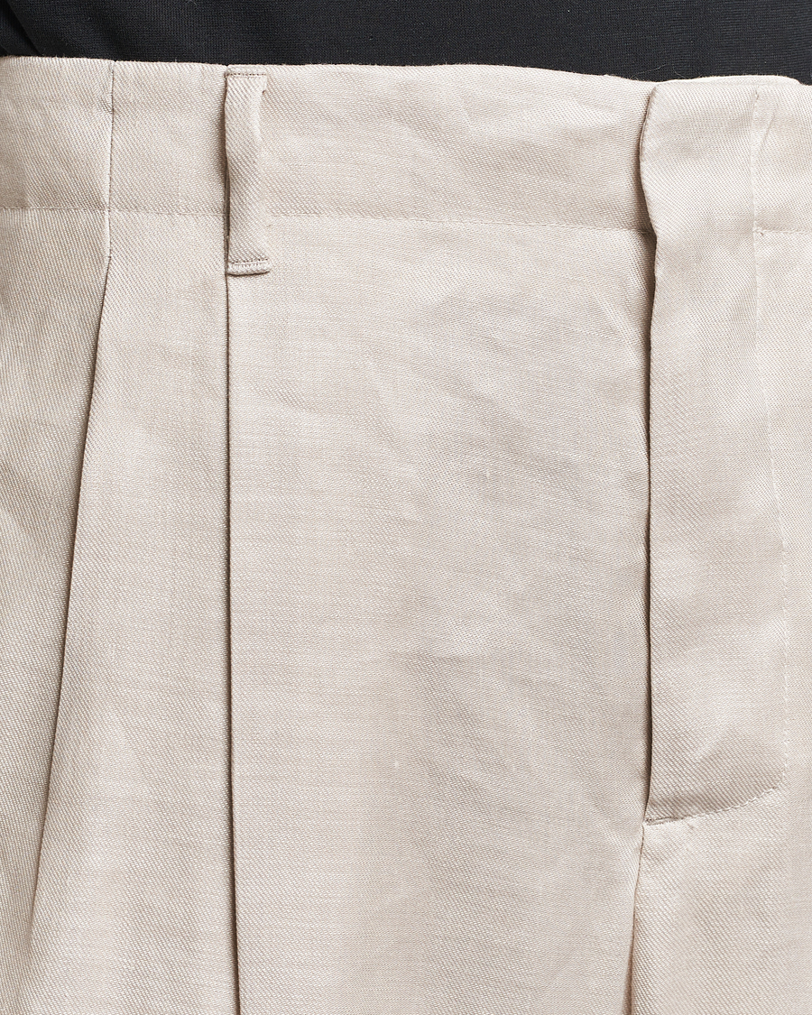 Herr | Byxor | Lardini | Atos Pleated Linen Trousers Beige