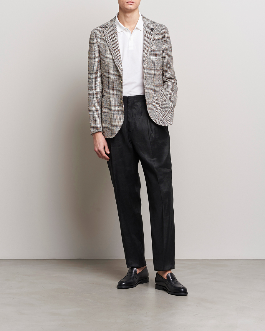 Herr | Byxor | Lardini | Atos Pleated Linen Trousers Black